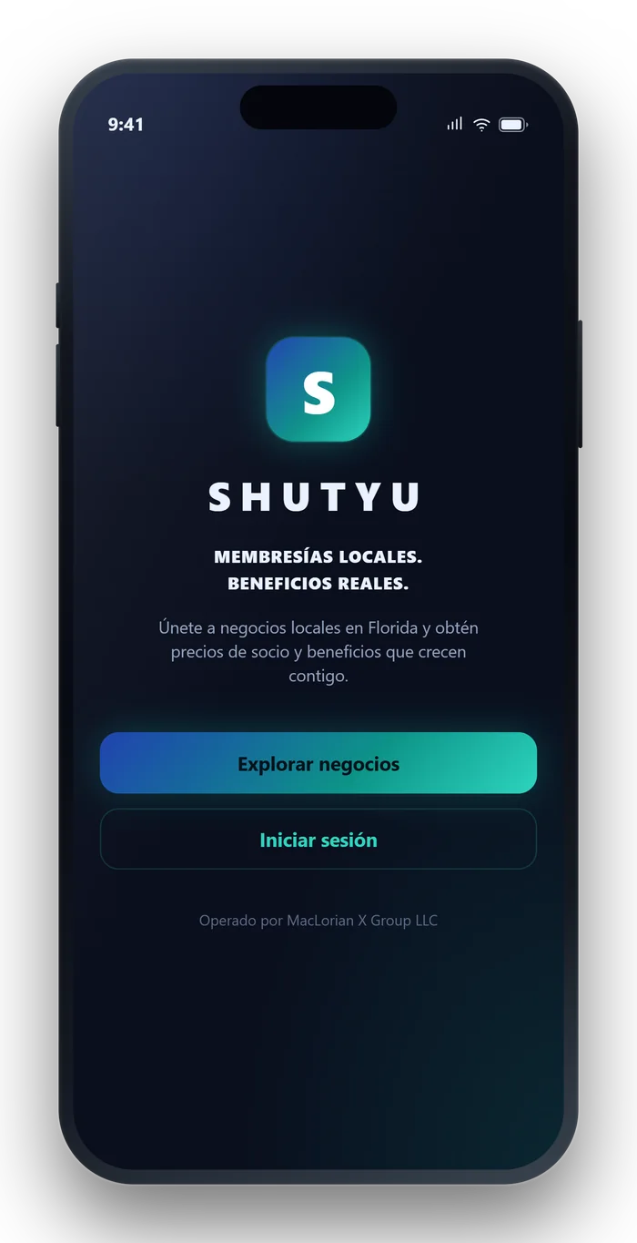 Pantalla de la app de Shutyu: Portada