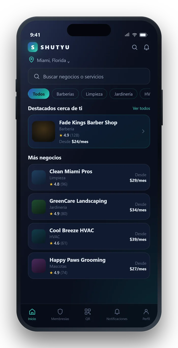 Pantalla de la app de Shutyu: Marketplace
