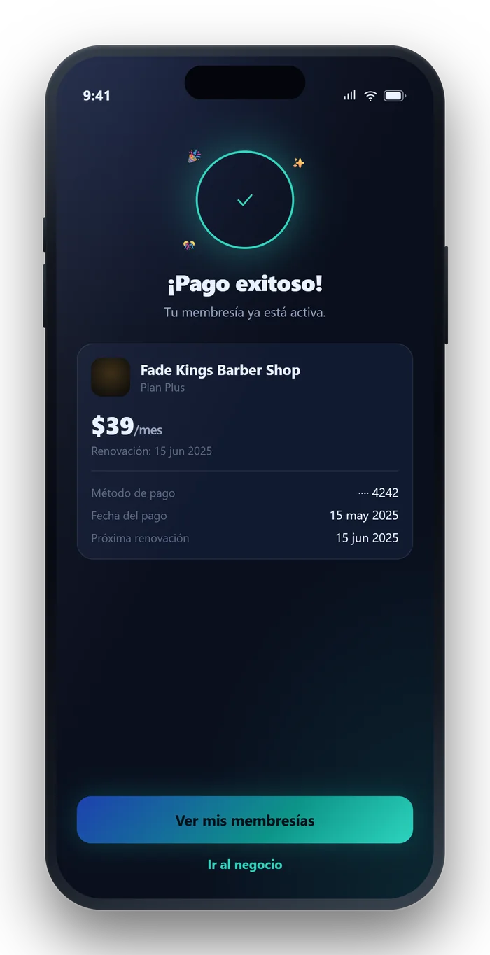 Pantalla de la app de Shutyu: Pago listo
